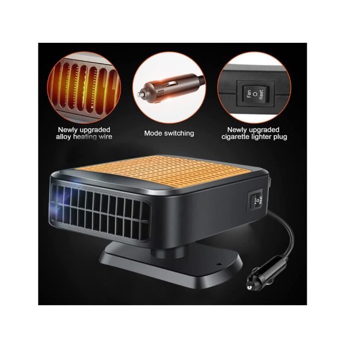 TEMPSA Voiture Céramique Ventilateur Chauffage Dégivreur 300W/ 500W Réglable 12V - Auto