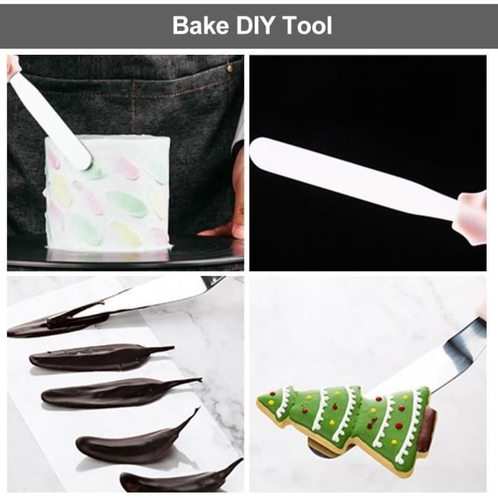 Set 7 Spatules Pâtisserie - 3 Spatules Coudées Inox 23 Cm + 4 Racloirs, Pour Glaçage Et Décoration