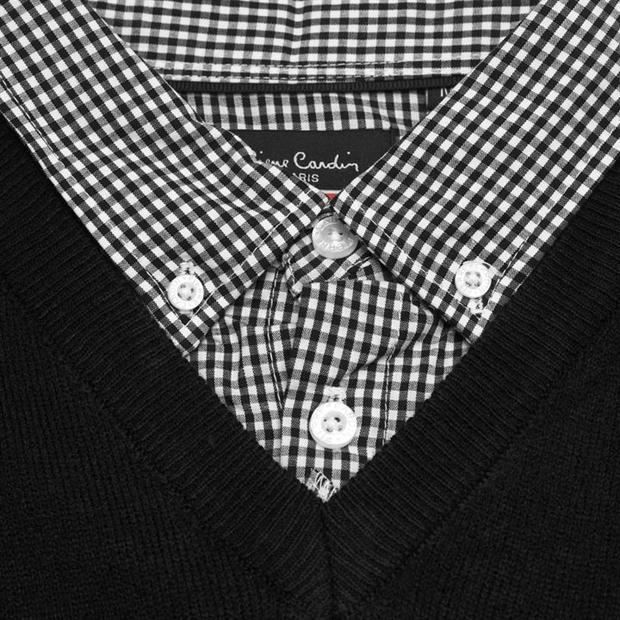 Pull faux 2025 col chemise