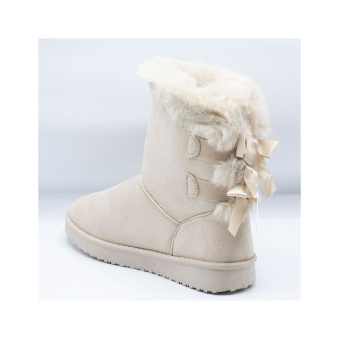 Bottes fourrées femme beige shop