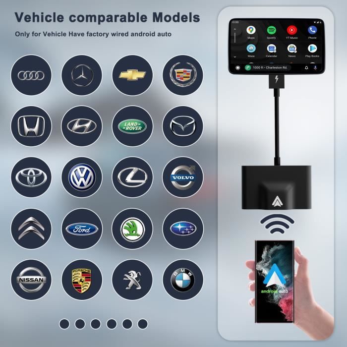 Adaptateur CarPlay/Android auto sans fil auto d'origine avec prise