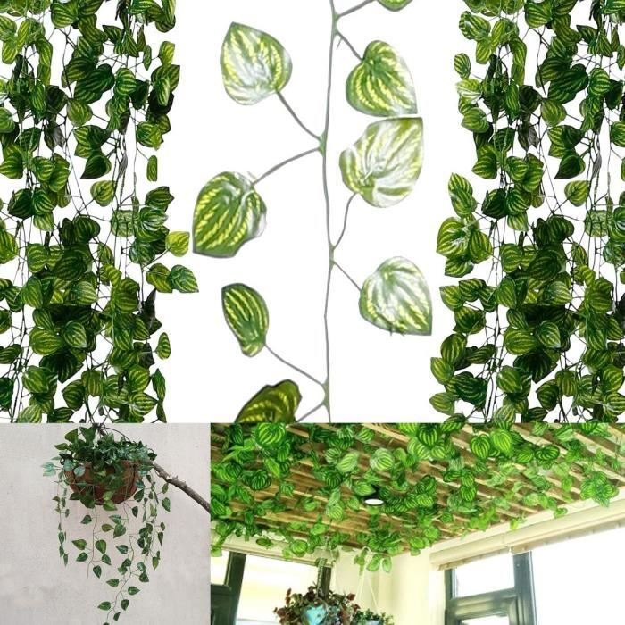 HOBI Guirlande De Feuilles De Bambou Artificielles 1.2M - Décoration Végétale Verte Naturelle