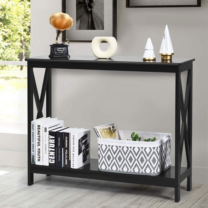 Industriële Console Tafel 140 cm Smalle Gang Console Tafel - Costway
