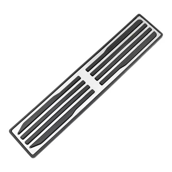 Vuzmode - Couvre-pédales Pour Jaguar, Range Rover - Argent & Noir, Acier Inoxydable, Antidérapant, Sans Perçage