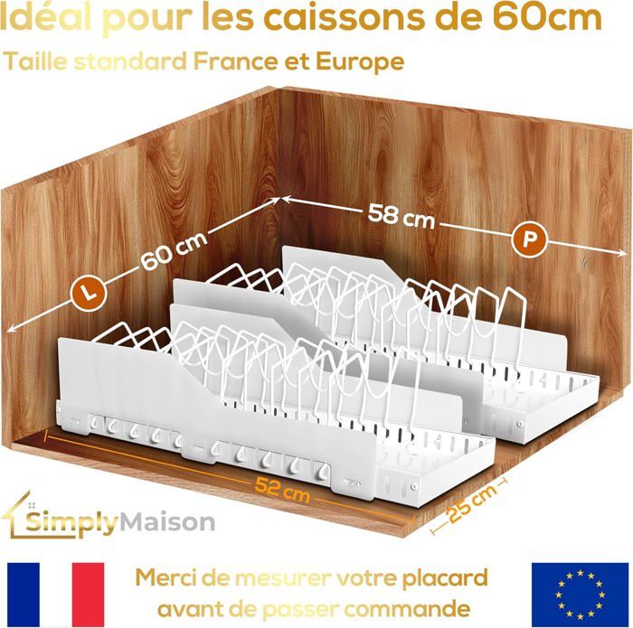 Simply Maison Tiroir Coulissant Cuisine XL 52 Cm – Adhésif, Antichute 12 Cm, Gain De Place Max