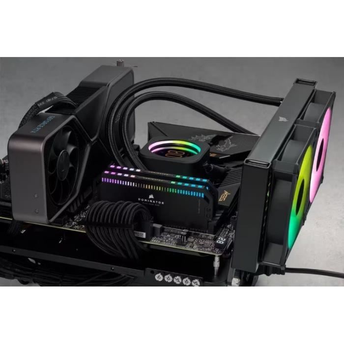 Memoire RAM CORSAIR DOMINATOR PLATINUM RGB DDR5 32GB 2x16GB DIMM 6000 MHz 1 25V Noir CMT32GX5M2X6000C36 Cdiscount Informatique