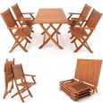 Ensemble de jardin Sydney Komfort en bois d'acacia certifié FSC® Ensemble table et 4 chaises pliables Salon de jardin-0