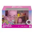 Barbie pack accessoires - Thème de la détente - Couverture douce, coussin de chaise, chaton, lunette, gobelet et table basse-0