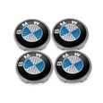 Lot de 4 centre de roue cache moyeu Remplacement pour BMW 68mm (carbon fiber Bleu et Blanc)-0
