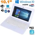 Notebook 10.1' Mini Pc Ordinateur Portable Windows 10 Intel 2 Go+32 Go Blanc YONIS-0