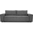 CASAPY Canapé convertible 3 places JOSH - Velours côtelé Anthracite - Coffre de rangement - L 197 x P 117 x H 65 cm