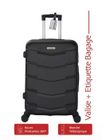 Pack Valise Moyenne 65cm Rigide Airflow Noir + Étiquette Bagage - Valise Intermédiaire 4 Roues 360 - 3.0kg - 65L ADC