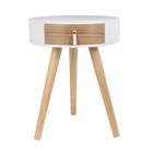 HOME DECO FACTRY Table De Chevet - Home Deco Factory - Nora - Rond - Blanc - H46,5 X L35 X P35 Cm