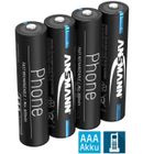Pile (4 pièces) de téléphone ANSMANN AAA 800mAh NiMH 1.2V - rechargeable avec faible autodécharge idéale pour les téléphones sans