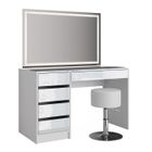 Vicco coiffeuse Sherry, Blanc Haute brillance, 120 cm avec miroir LED et tabouret