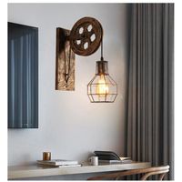 IDEGU Lampe Murale Interieur Vintage en Roue Métal Applique Murale Industrielle Brun pour Couloir Cafe Bar