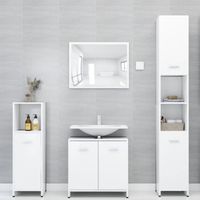 Ensemble de meubles de salle de bain - Blanc - Aggloméré - 4 pcs