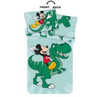 Parure de lit bébé Mickey Dinosaure coton - Vert - Junior - 100 x 135 cm - 40 x 60 cm