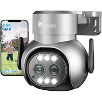 Ctronics PTZ Caméra Surveillance Extérieur 4MP 6x Zoom Hybride WiFi 2.4- 5GHz Double Objectif Détection Humanoïde Gris