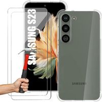 Coque pour Samsung Galaxy S23 + 2 Verres Trempés, Pack Coque TPU Protection Renforcée