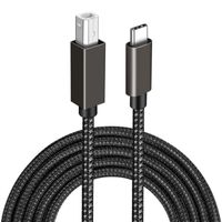 1,5M Câble Imprimante Type C Mâle à USB B Mâle Câble Scanner Tressé en Nylon pour Portable. HP, Canon, MacBook, Dell, Samsung