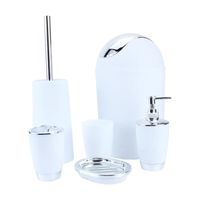 YIN 6pcs salle de bains accessoire set poubelle porte-savon distributeur gobelet porte-brosse à dents (blanc) YN013