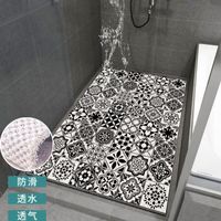 TAPIS D'ENTREE, New Nordic mosaic-450MMx750MM--Tapis de sol enroulé en Pvc, revêtement de salle de bain en plastique antidérapant pe