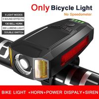 phare avant de bicyclette,Light--Ensemble de lumières de vélo avec compteur de vitesse, Rechargeable par USB, phare avant Super lumi