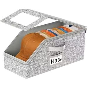 Organisateur Pour 24 Casquettes De Baseball - Boîte Empilable Avec Couvercle Transparent - Rangement Placard Ou Mur