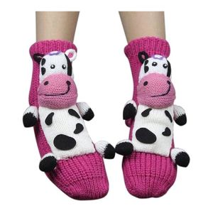 Chaussettes Noël Animaux 3D - Chaussettes Antidérapantes Drôles - Cadeau Fête Hiver