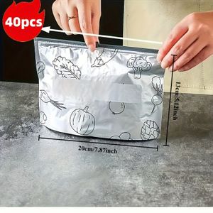 30 Sachets Congélation À Zip Sachets Réutilisabs en Aluum pour Aliments Sachets Hermétiques pour Viande Légumes - Maison