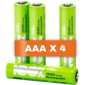 PILES Piles Rechargeables AAA - Lot de 4 Piles | 100% PeakPower| Batteries AAA LR3 Rechargeables 1.2v Minh 800 mAh - Pré-Chargées Hau A232