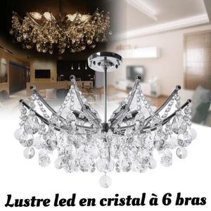 LUSTRE ET SUSPENSION Lustre Cristal  Plafonnier E14*6 lampe en Cristal K9 Moderne à 6 Bras sans ampoule JIN820