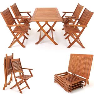 Ensemble Repas De Jardin Pliable 4 Personnes Table 120x70cm Et 4