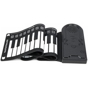 CLAVIER MUSICAL Mxzzand clavier de piano Clavier électronique Portable à 49 touches, Piano à enrouler à la main pour informatique piano Noir