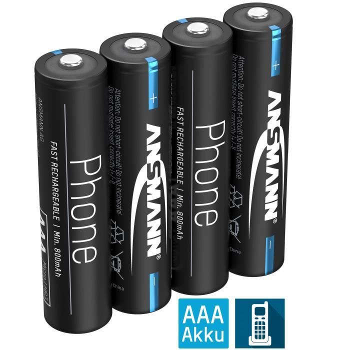 2 piles rechargeables AAA pour telephone sans fil LR03 HR03 750mah