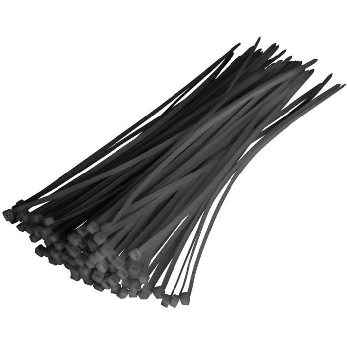 Colliers de Serrage Réutilisables 12cm Noirs - Largeur 7mm - Diam. Faisceau  30mm - Résistance 22kg - Colson Nylon détachable - Intérieur/extérieur 