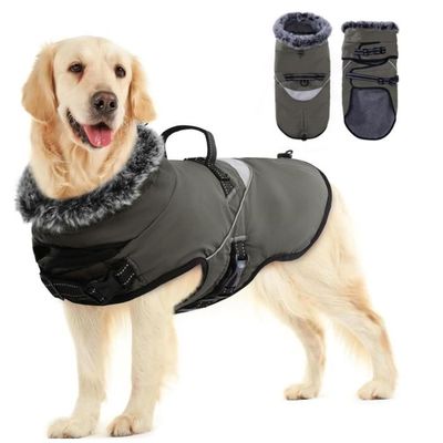 Manteau Imperméable Chien D'hiver Avec Harnais - Coupe-vent, Réfléchissant, Réglable, Pour Petites à Grandes Races - 3