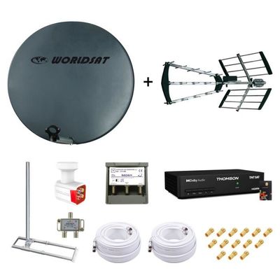 Support Antenne Satellite Antenne Parabolique SMC 100 - Longueur 100 Cm, Avec Support, Sans LNB, Pièce Arrière Métal Antenne Réception Satellite