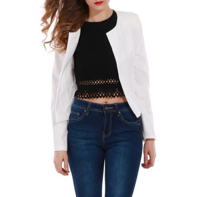 Veste courte blanche sans col S Blanc Cdiscount Pret a Porter