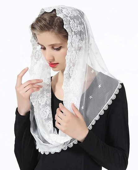 Voile En Dentelle Triangulaire Mantilla Écharpe Latine Pour Église Mariage Et Demoiselles D'Honneur - Noir Medium
