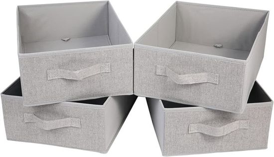 Bacs Rangement PowerKing Lot De 2 - Cubes Pliables Tissu - 10.5x10.5x11 Pouces - Pour Jouets, Vêtements