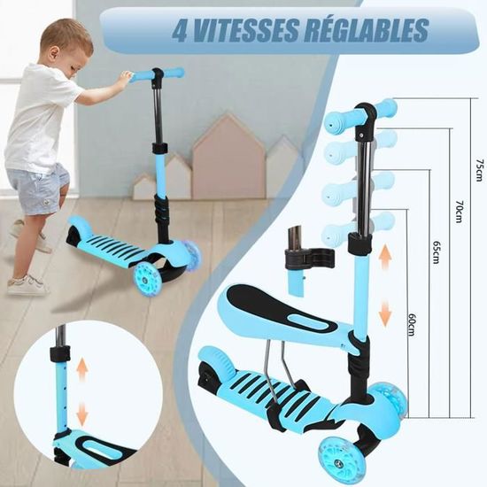 Bleu Trottinette Pliable pour enfant 2-8 ans, Willonin® Patinette Bleu Trottinette Pliable pour enfant 2-8 ans, Willonin® Patinette