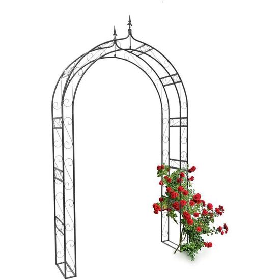 Obélisque De Jardin En Métal Noir 35cm Dia. X 190cm H - Support Tuteur Pour Plantes Grimpantes, Rosiers Et Légumes