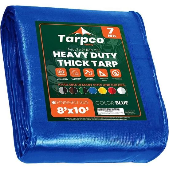 Tarpco Safety Bache De Protection Exterieur(130G/M², 8′ X 10′, 2.45M X 3M