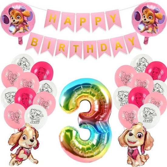 3 Ans Decoration Boho, Kit Anniversaire Fille Avec Bannière Happy Birthday, Guirlande Ballon Rose Abricot Rétro pour Baby Shower