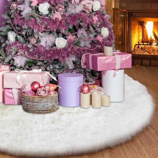 Tapis De Sapin De Noël Rouge Avec Motif Feuilles – Diamètre 122 Cm, Doux, Facile à Nettoyer, Décoration Festive
