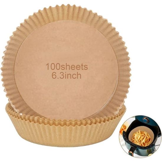 Papier De Cuisson En Bambou Perforé - Lot De 100 Feuilles Rondes 23cm - Pour Friteuse à Air, Cuisson Vapeur, Antiadhésif