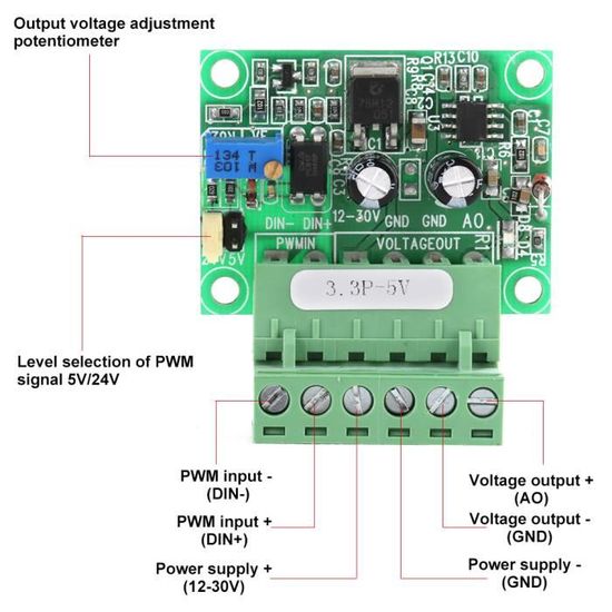 3.3V PWM Signal à 0-10V Convertisseur de tension D/A Module PLC