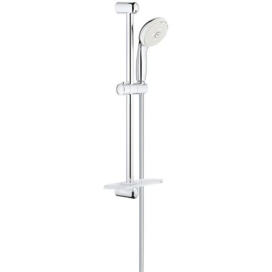grohe ensemble de douche 3 jets tempesta 100 27600001 barre de douche 60 cm limiteur de debit anti calcaire porte savon chrome cdiscount bricolage